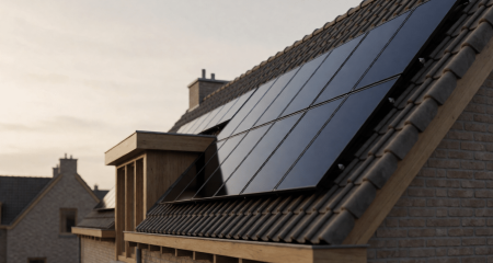 Zonnepanelen op het dak van een Nederlandse rijtjeswoning